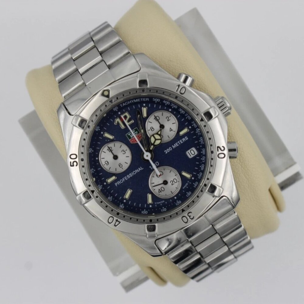 Tag Heuer CK1112.BA0328 Mens 2000 Professional Chronograph Watch Blue Silver - Picture 1 of 10